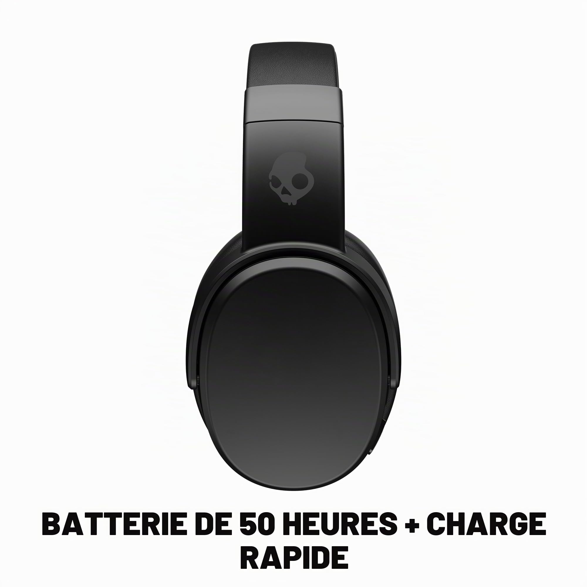 Skullcandy Crusher Evo Casque Supra-Auriculaire sans Fil avec Basses Sensorielles, Autonomie 40 h, Microphone, Compatible iPhone + Android + Appareils Bluetooth - Noir (n’est Plus fabriqué)