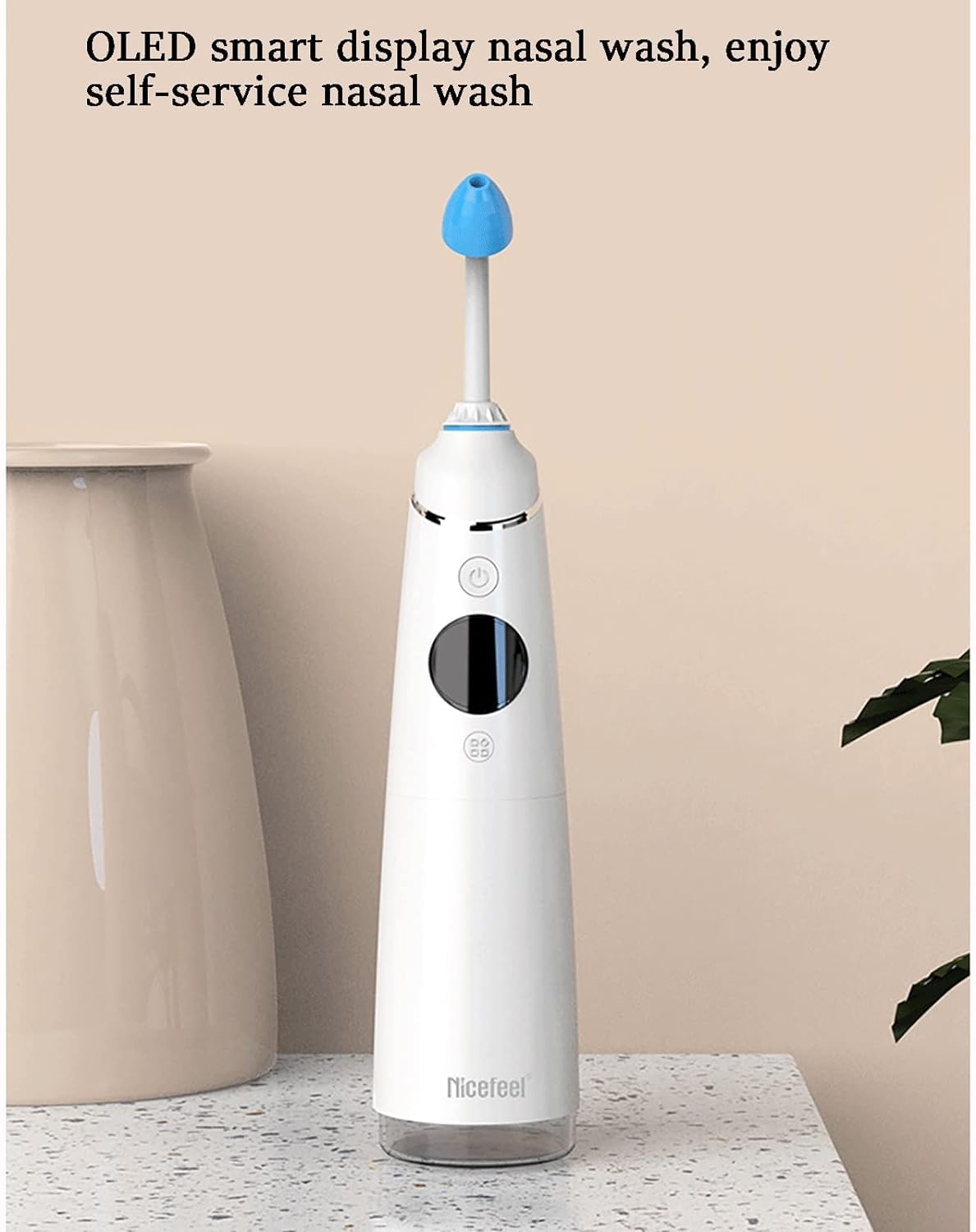 Kit per risciacquo sinusale, Neti Pot Elettrico, risciacquo nasale Portatile a impulsi Kit per risciacquo sinusale Display Intelligente OLED Sistema di Lavaggio nasale per irrigazi