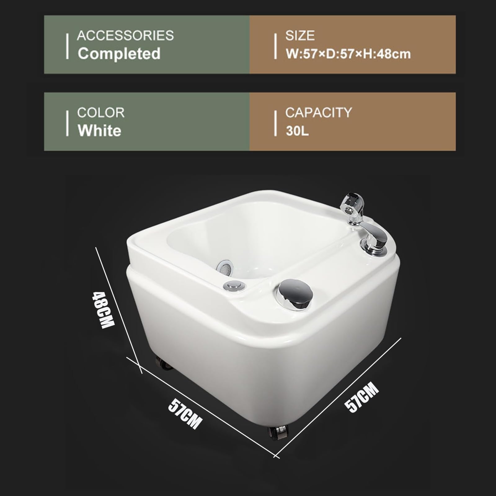 Idromassaggio e massaggiatore da 30 Litri con Funzione di Mantenimento del Calore, pediluvio Intelligente con luci LED a 7 Colori e Ruote universali rotanti a 360 Gradi, Stabile e Antiscivolo