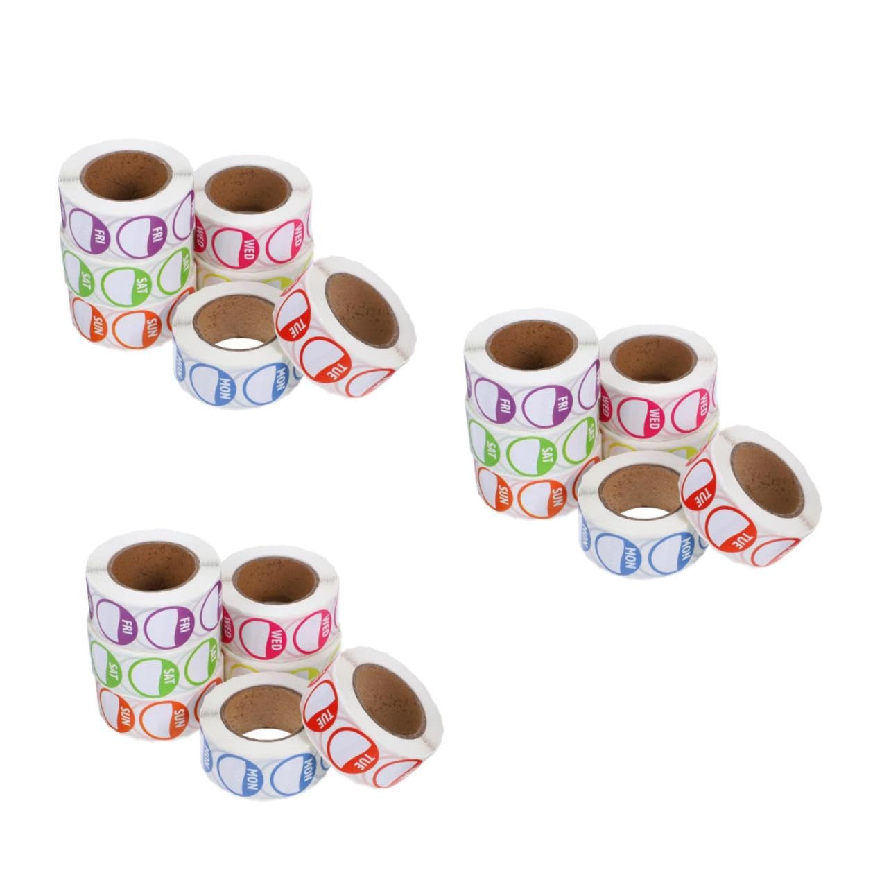 NUOBESTY 3 Ensembles Étiquettes Adhésives De Semaine Colorées De Stickers De Date Et Jours Pour Gestion Autocollants Pratiques Pour Calendriers Et Alimentaires 7 Rouleaux*3