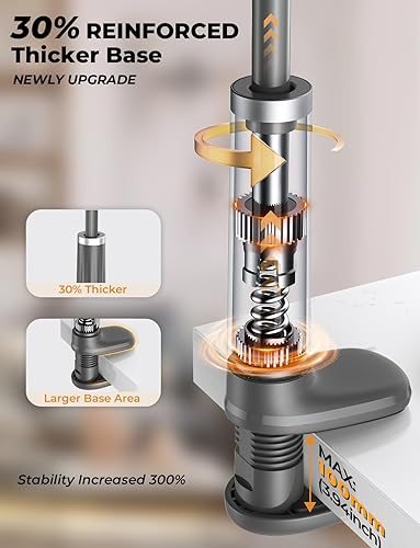 Miniatura 9 de Soporte para teléfono con cuello de cisne para tableta base giratoria, brazo flexible ajustable con 2 clips, soporte para tableta compatible con