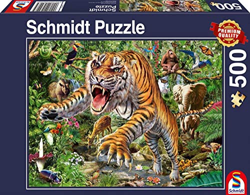 Preisvergleich Produktbild Schmidt Spiele Puzzle 58226 Puzzle 500 Teile, Tiger Angriff