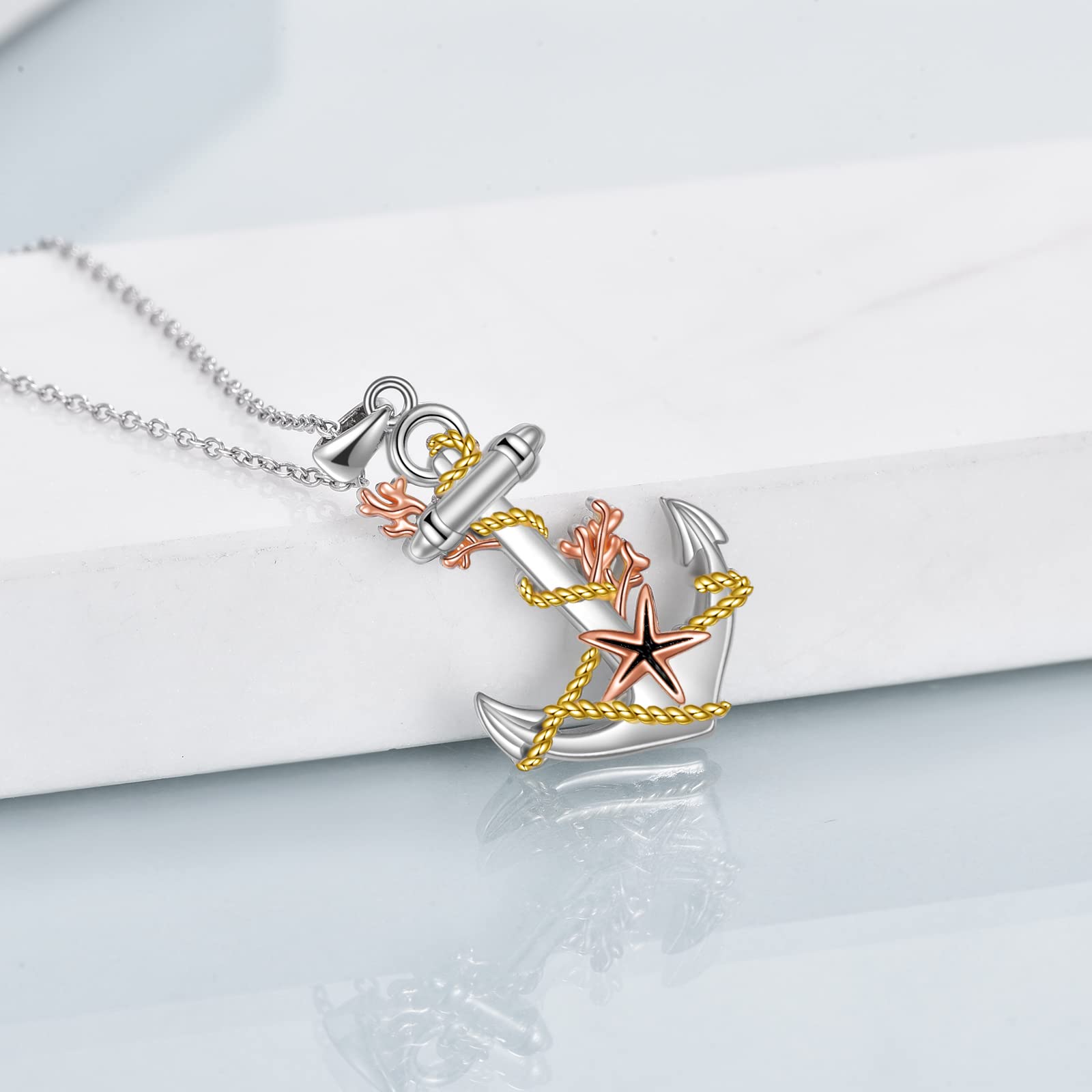 YAFEINI Anker Anhänger Rose Blume Lebensbaum Kette 925 Sterling Silber Kette Vintage Schmuck Geschenke Für Damen Mädchen Mama Mutter Tochter