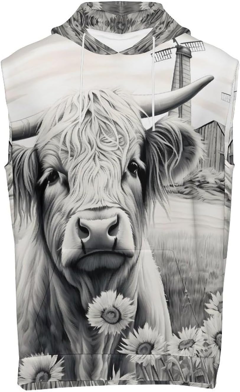 Men's Workout Hooded Tank Tops Sleeveless Muscle Gym T-Shirts