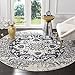 Safavieh Madison Collection MAD603D Cream and Navy Distressed Medallion Round Area Rug (5' Diameter)