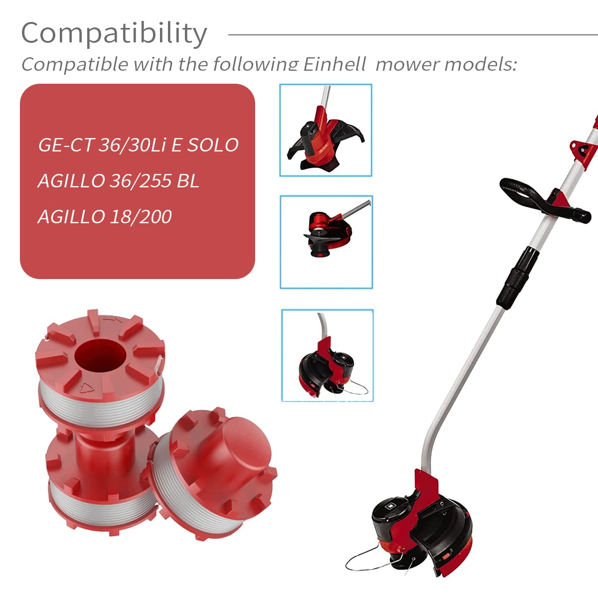 Bobine Filo Ricambio Per Tagliaerba Einhell - 4 Bobine, Filo Nylon 2.0mm X 8m, Compatibili Con Modelli GE-CT E AGILLO - Foto 11