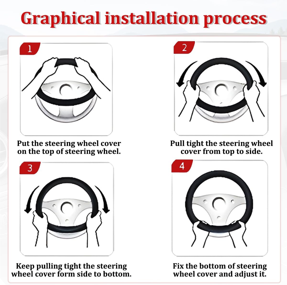 Carbon Fiber Car Steering Wheel Cover, 15 Inch Elastic Leather Vehicle Steer Wheel Protector Without Inner Ring, Anti-Slip Sporty Automotive Protection Accessories, Universal Fit (Black) - Image 4