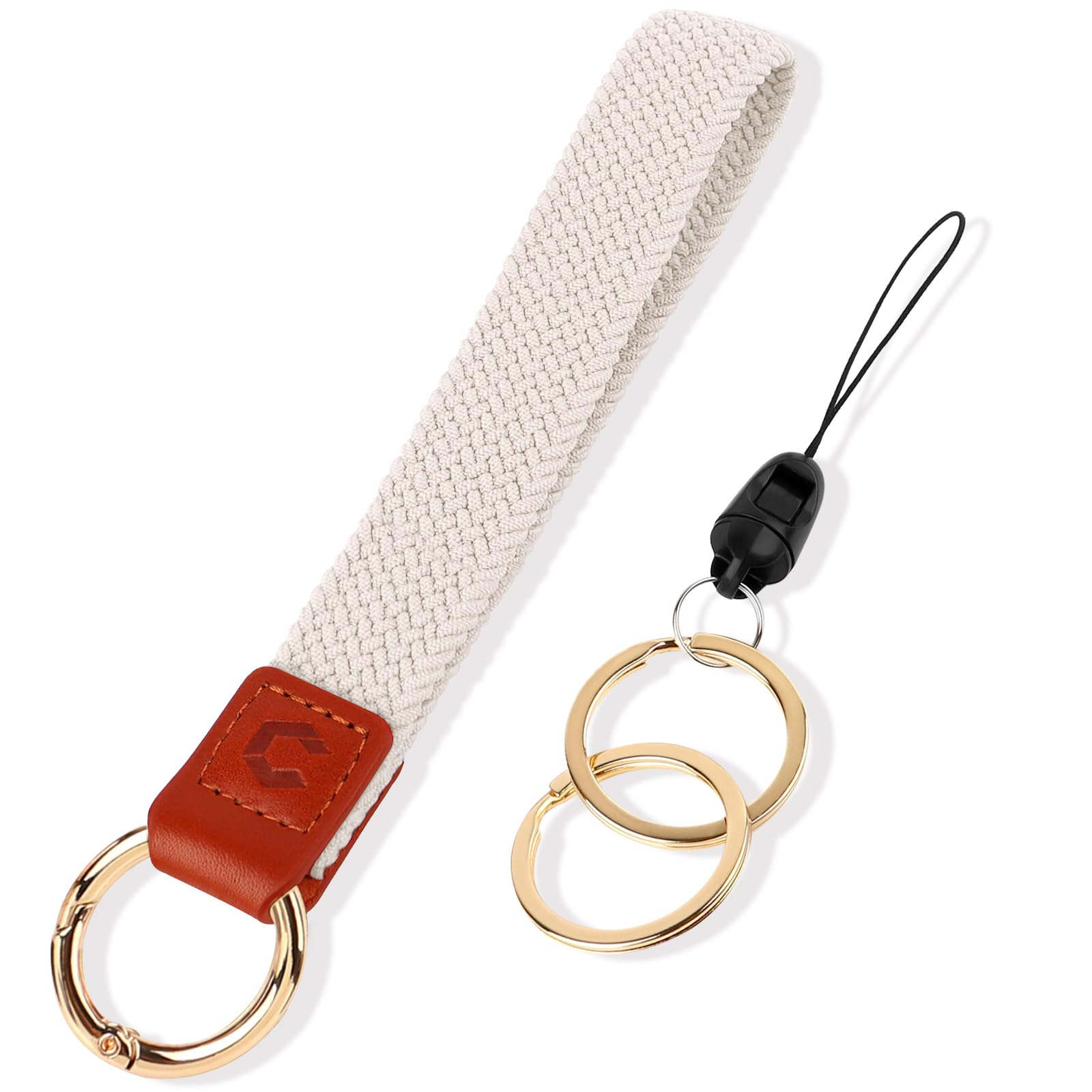 Stretchy Wristlet Keychain Car Key Chain Lanyards Braided Keychain for Car Keys Phone Camera Wallet ID Badges Card,Starlight, Starlight, M