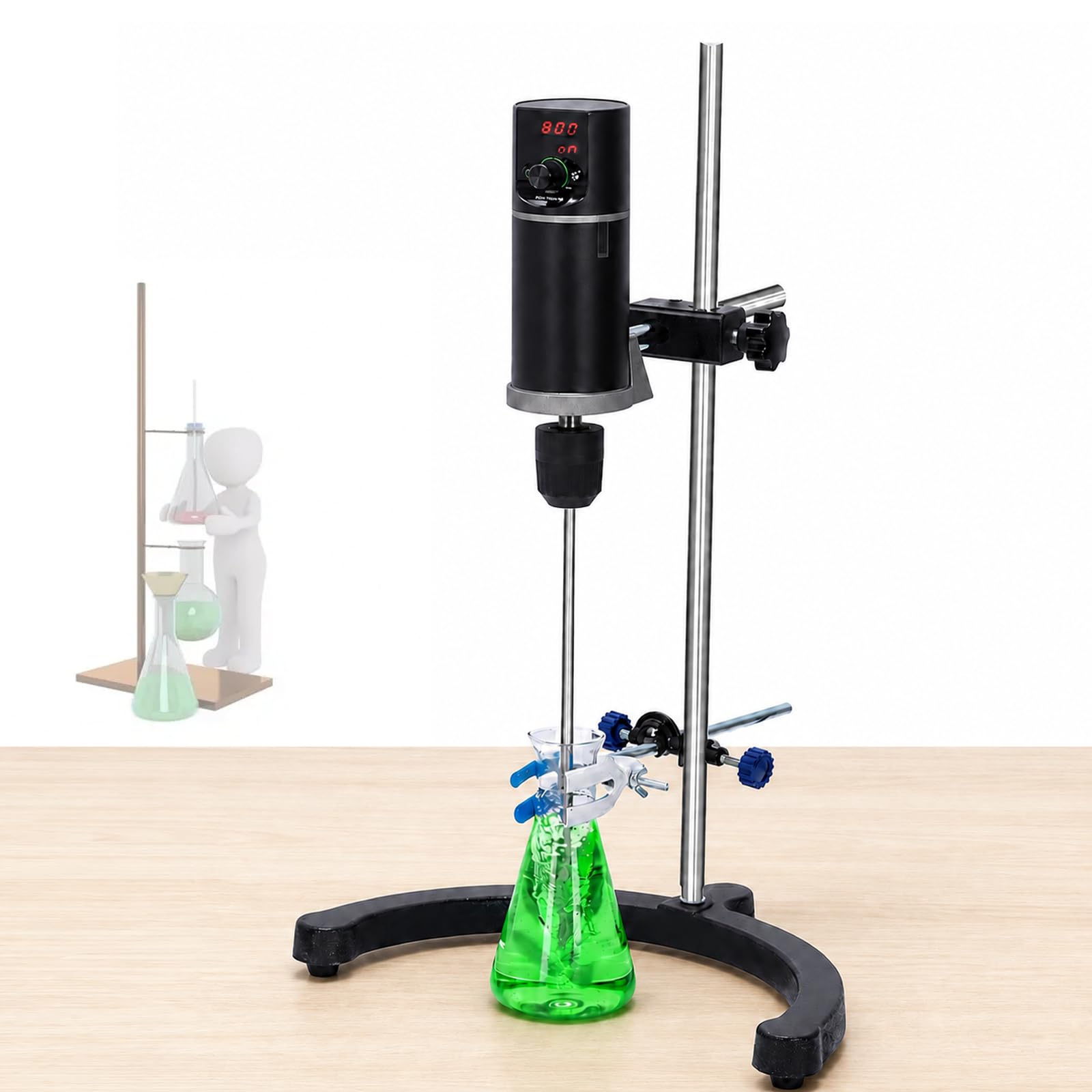 TYH Agitatore Digitale da Banco, Miscelatore Elettrico da Laboratorio con Display LCD E Regolazione Automatica della Coppia, 100-2000 Giri/min per Miscelazione Solido-Liquido in 60L