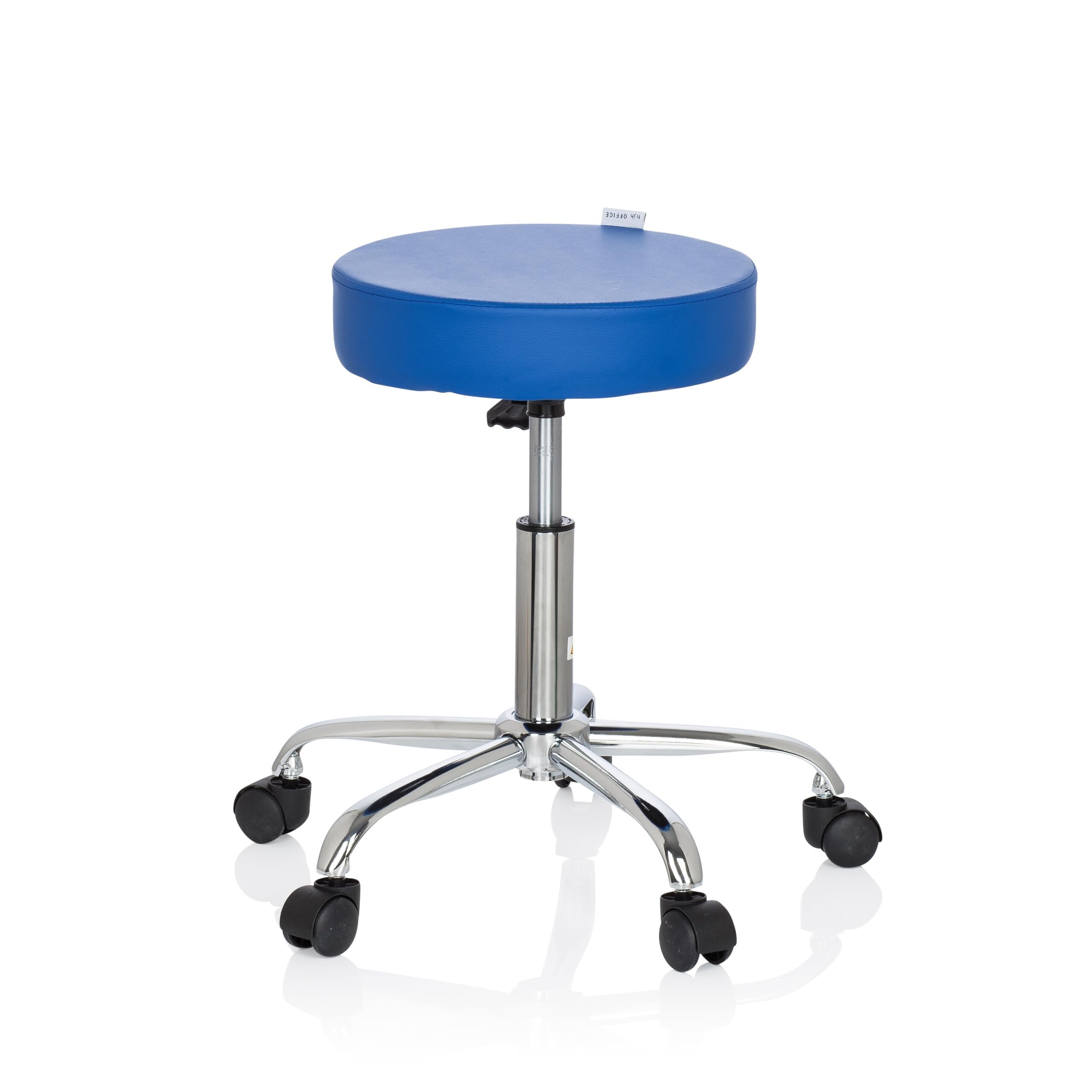 HJH Office 729413 Sgabello da ufficio OPERATOR II in similpelle blu Sgabello regolabile in altezza con rotelle
