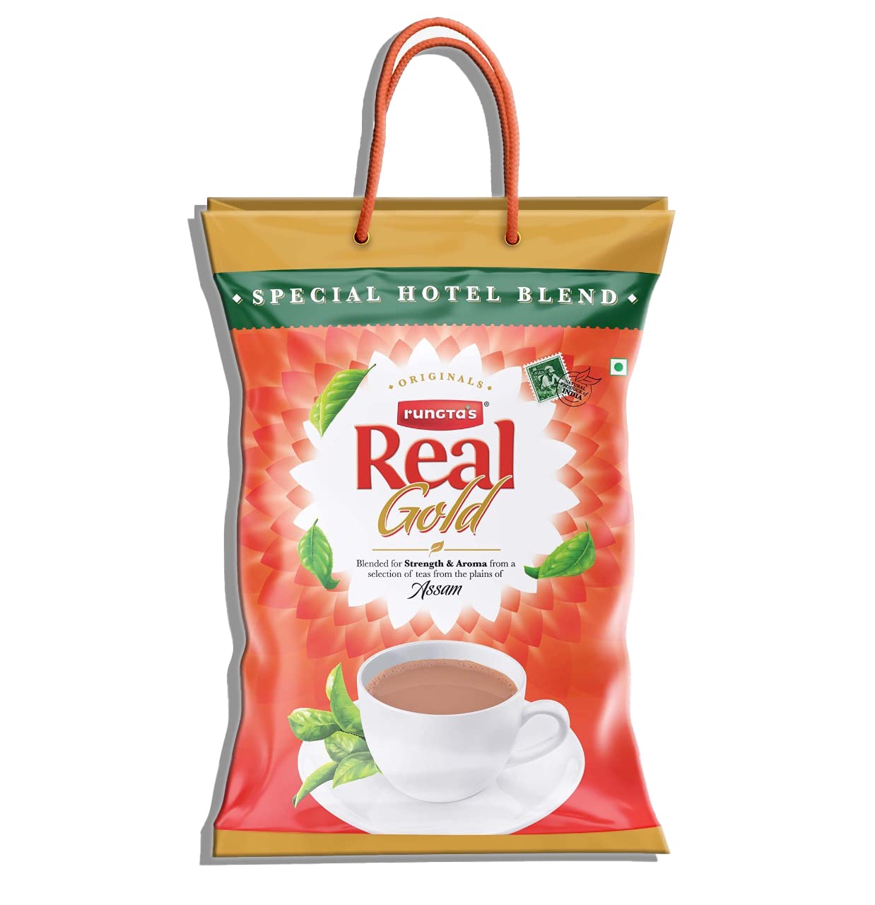 Rungtas Real Gold Premium Assam Black Tea-2 Kg Strong & Fresh Kadak Chai India Special Blended Aromatic Long Loose Leaves Tea Grocery Pack Of 2Kg
