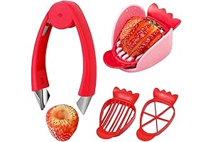 2-in-1 Strawberry Huller and Slicer Tool: Effortless Stem Removal and Precision Cutting