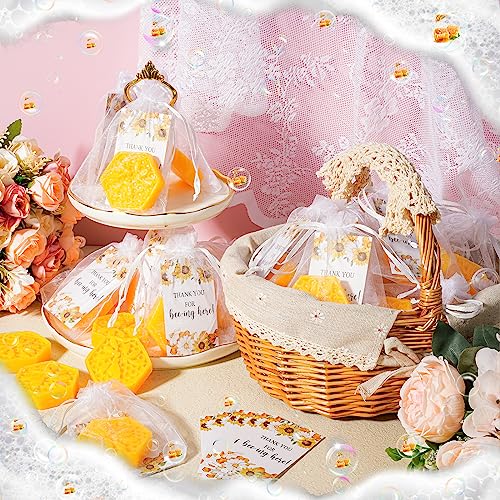 demissle 50 set bee themed baby shower favors including honeycomb soap with thank you card gift bags honey soap gift for guest gender reveal party decorations baby shower game prizes