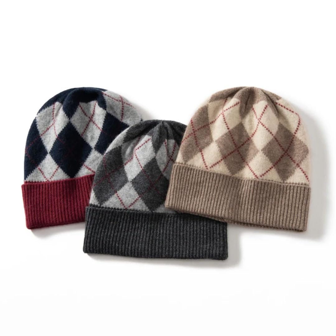 Damskie czapki w kratę zimowe miękkie 100% kaszmir czapka dzianinowe czapki biodrowe ciepłe czapki beanie dla kobiet mężczyzn