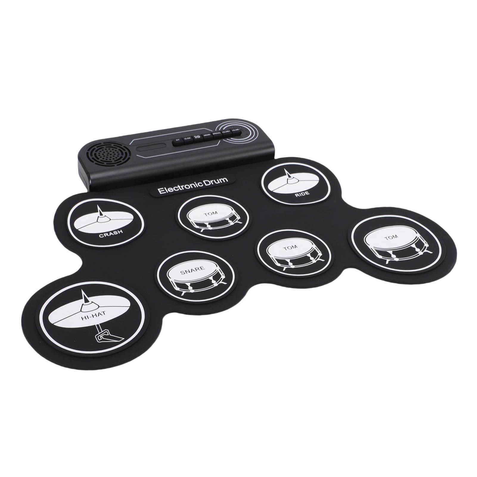 Set di batteria elettrica portatile arrotolabile per bambini, pad e bastoncini, modello bianco per gli appassionati di musica