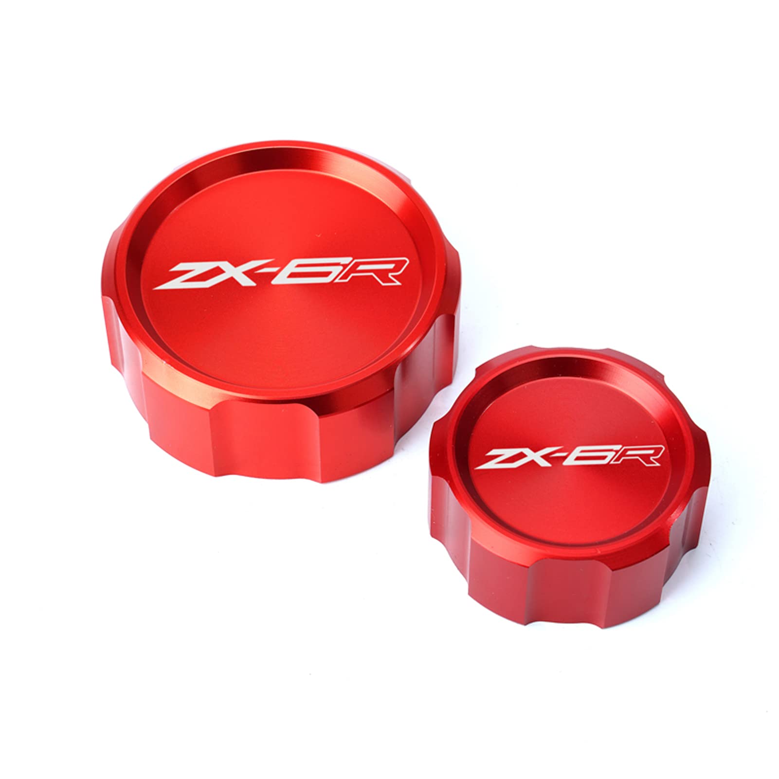 MOWOK Fits for Kawasaki Ninja ZX6R 636 ZX-6R 2007-2016 Motorcycle Accessories CNC Aluminum Front Rear Brake Fluid Reservoir Caps Cylinder Cover (Red)