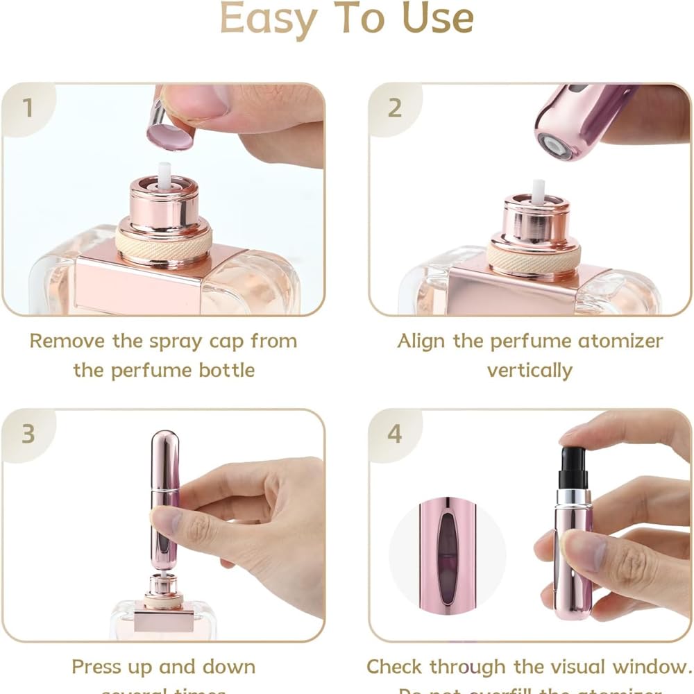 GüncelÇarşı 5 ADET Mini Cep Parfüm Şişesi, Dolabilir Taşınabilir Atomizer Parfüm, Koku, Kolonya Şişesi