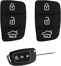 2 Pcsk 3-Button Key Fob Cover Replacement Car Key Cover Rubber Buttons Pads Compatible with Hyundai i40 i20 i30 i10 ix20 ix30 ix35 ix45 ix55 Santa Fe Tucson Elantra Accent Remote Control Pad