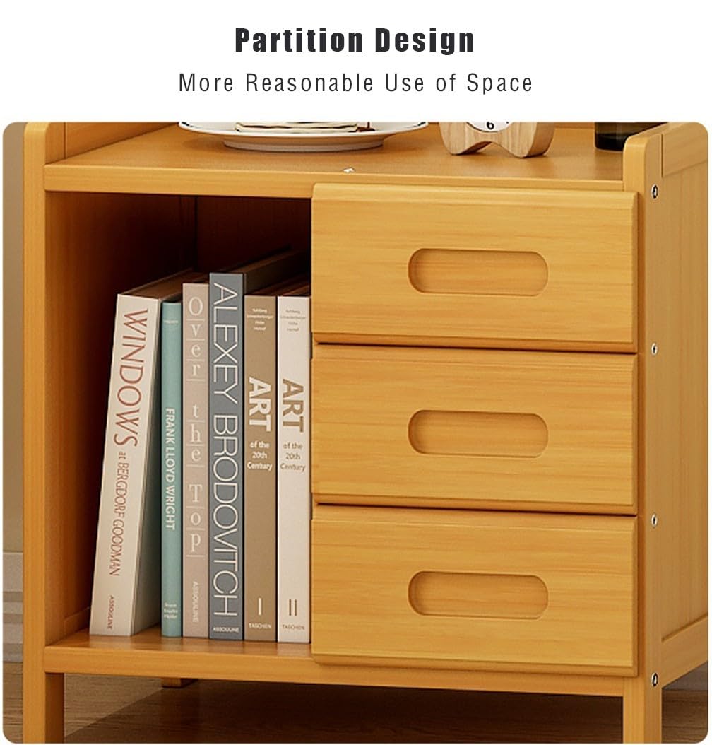 Appendiabiti in bambù con Comodino 2 in 1 Supporto Multifunzionale con cassetti, Ripiani, Porta Pantaloni e Ganci Ideale per l'organizzazione della Camera da Letto