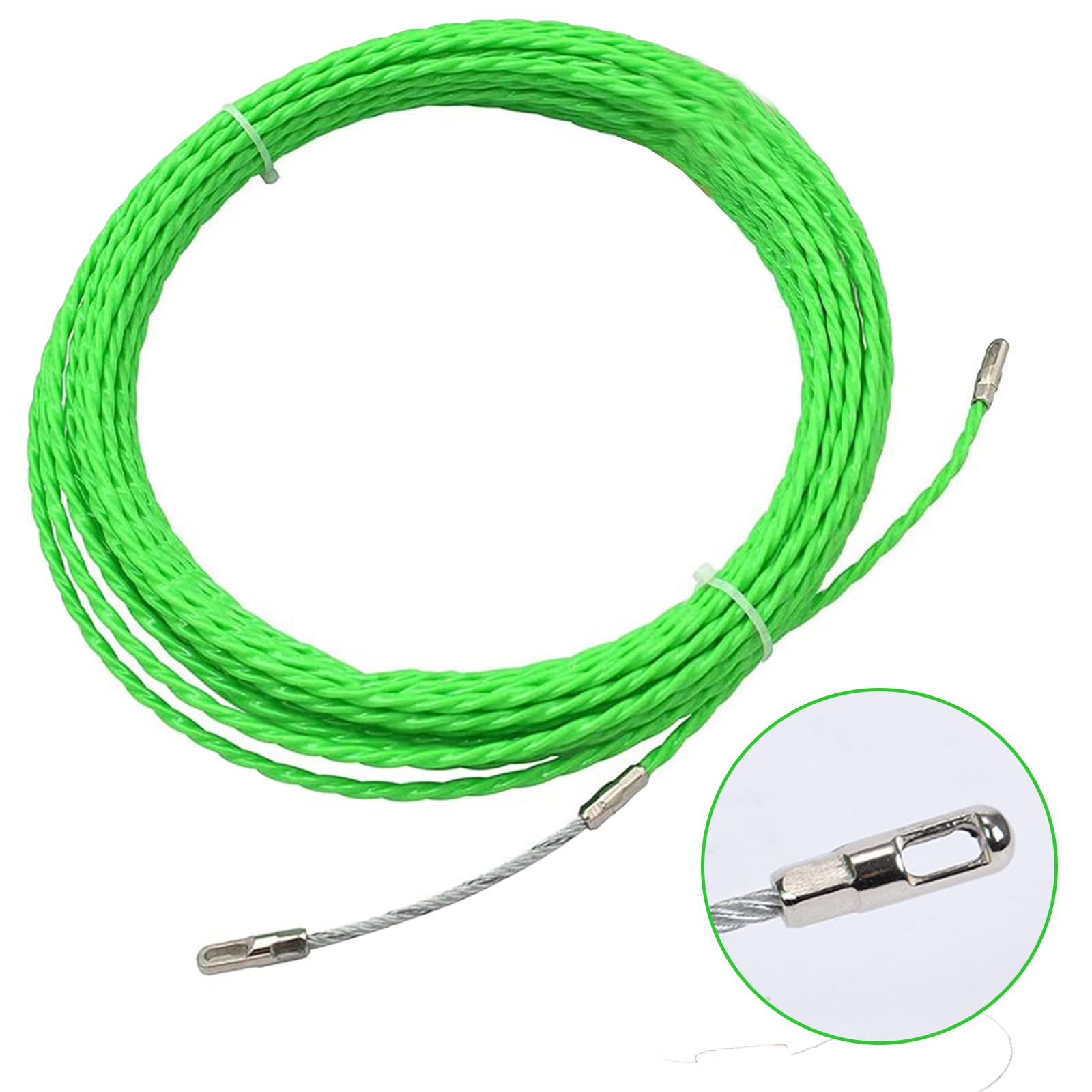 Guia Pasacables, 50m 4,5mm Guia Pasacables Profesional Guia Cables Espiral Guía Pasacables con Guia Cables y 2 Muelles Guía Ayuda de Extracción de Cables para Tirar de Cable