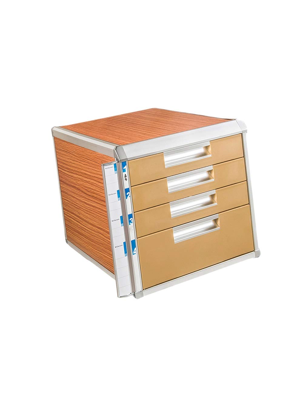 Armadio per file desktop in lega di alluminio con bordo in legno e porta file in plastica Family Office nizer per archivio Storage Manager desktop al 4 ° piano