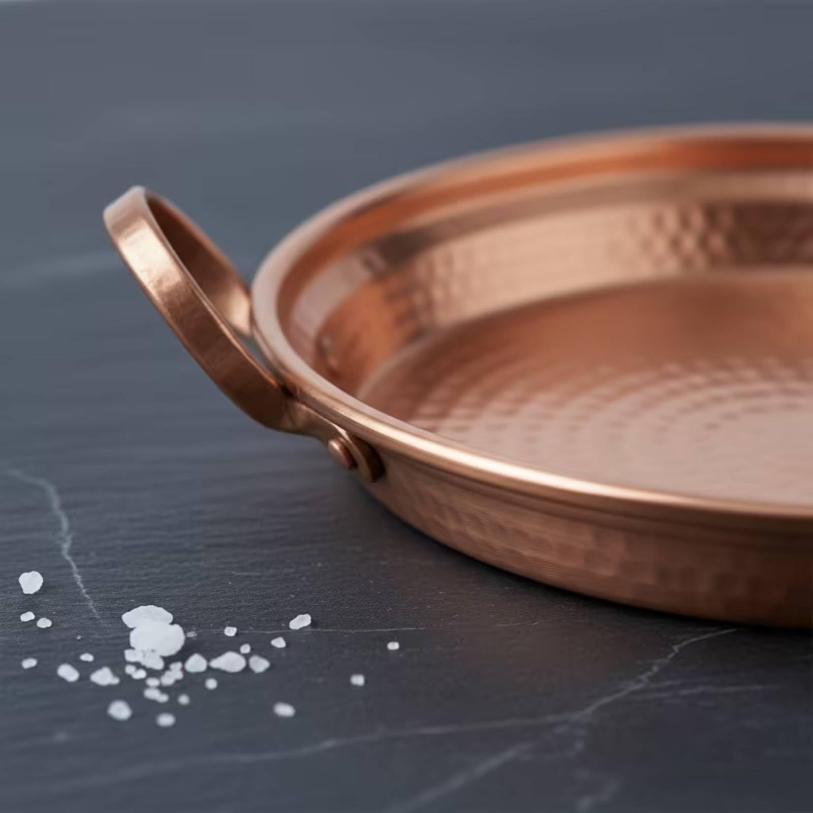 Paellera Cobre Martillado Sartén Cobre Multiusos Cazuela con para Cocina, Pequeño 22CM