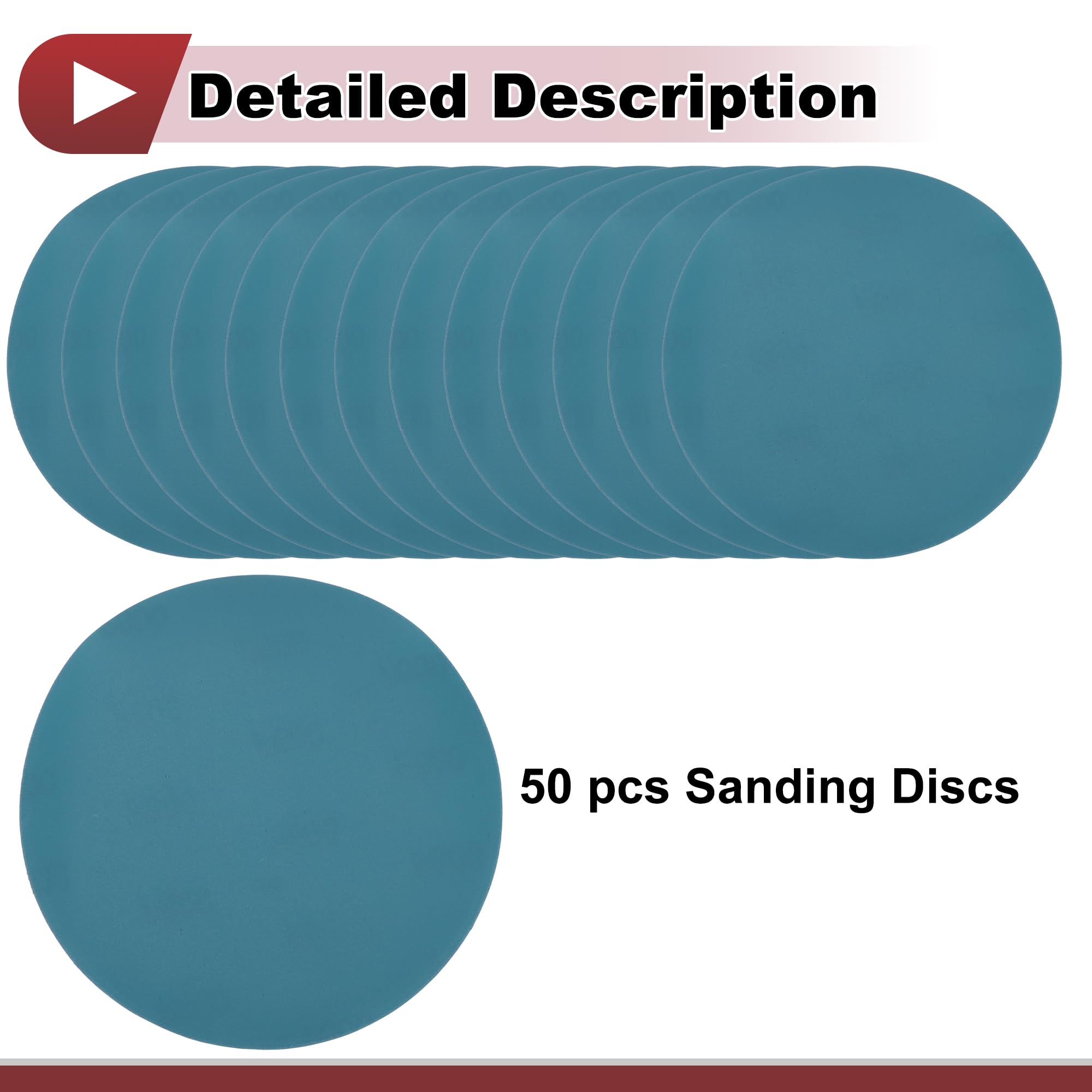 HEROFFIX 50 Pcs Car Wood Sanding Discs Smoothing Hook & Loop Sandpaper for Woodworking Automotive Refinishing 7.09" 600 Grit Blue Zirconia Alumina - Image 4