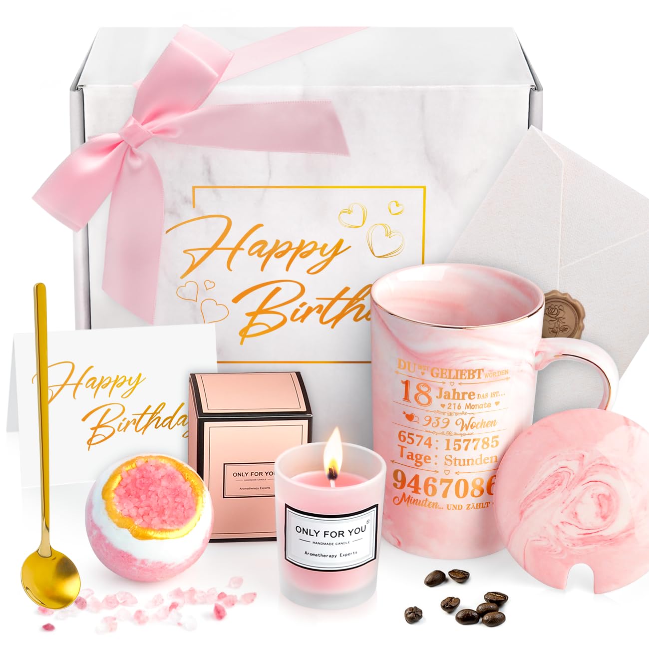 Geschenk Zum 18. Geburtstag Für Mädchen – Faltbarer Make-up-Spiegel Mit Spruch, Roségold, 65 Mm, In Samtbeutel
