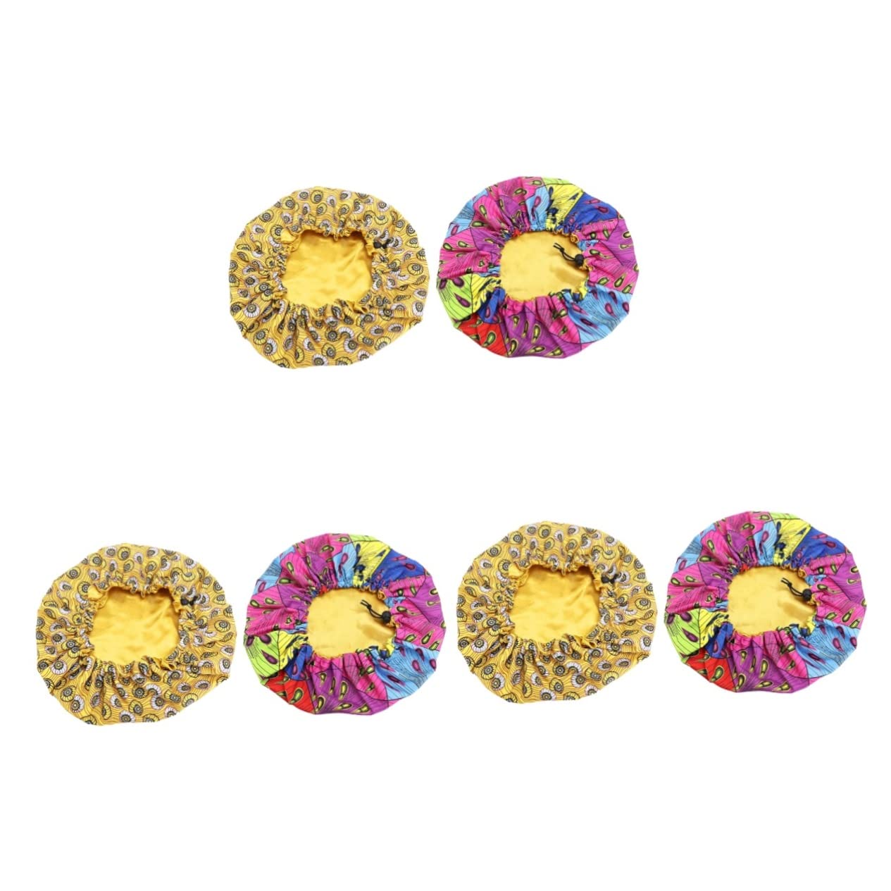 3 Set Di Cuffie Da Notte Regolabili Per Bambini A Doppio Con Coulisse Per Bambini Piccoli A Forma Di Crisantemo Quadrato E Pavone 2 Pezzi*3