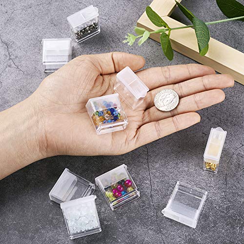 Image of FASHEWELRY 20Pcs 1x1 inch Plastic Flip Top Seed Bead Small Storage Containers Diamond Painting Box Rectangle Transparent Box Organizers for 5D Embroidery Diamond drill, Nail art & Glitter