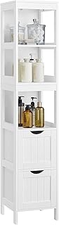 VASAGLE BBC66WT Tall Bathroom Cabinet for Storing Bathroom Essentials, with 2 Drawers and 3 Open Compartments, 30 x 30 x 1...