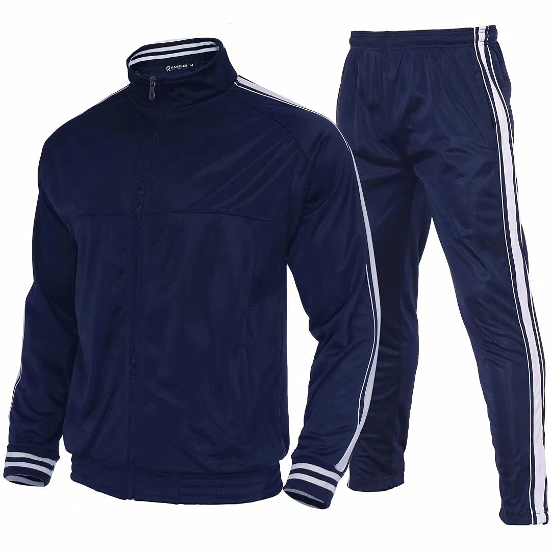 R RAMBLER 1985Men's Activewear Tracksuit Side Stripe stand-up collar track jacket pants Sweatsuit Sets