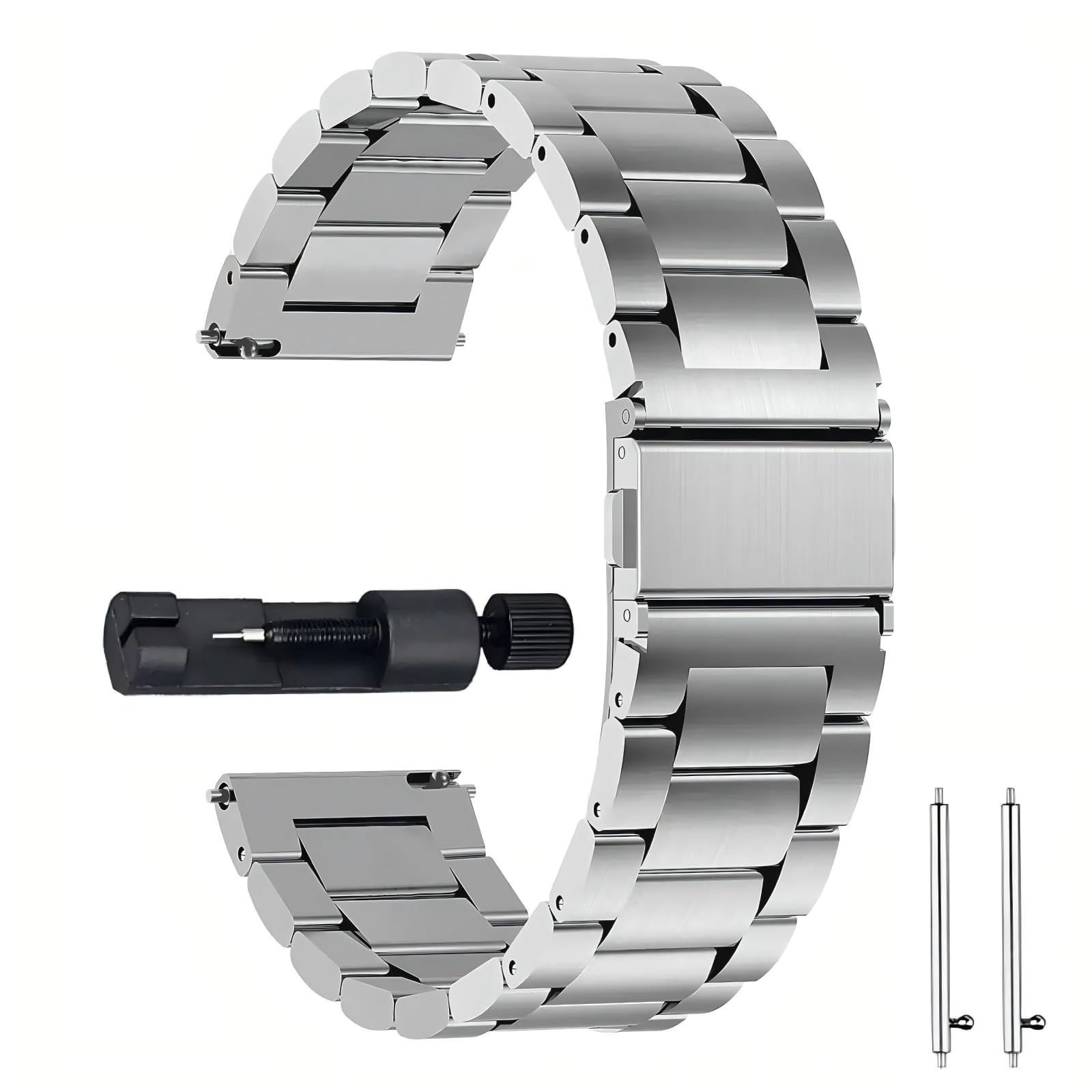 22mm Band for Amazfit Bip 6/Bip 5/Unity/GTR 4/3/3 Pro/2/2e/47mm Stainless Steel Metal Replacement for Amazfit Pace/Stratos 2/2S/3/Balance 46mm