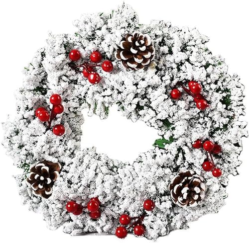 Couronne artificielle de Noël grand format avec baies rouges d'hiver