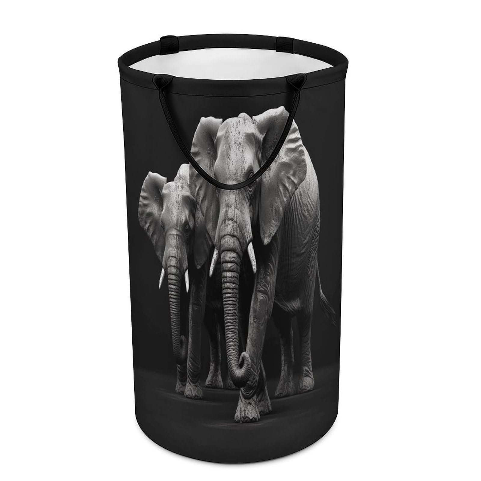 3D Gray Elephant Laundry Basket Large Foldable Laundry Hamper with Handles Freestanding Collapsible Clothes Basket Waterproof Portable Dirty Clothes Hamper for Bathroom 86L