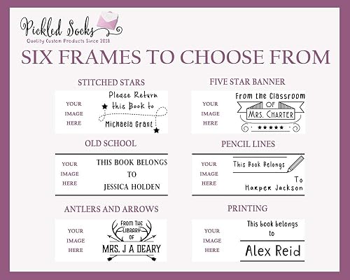 Miniatura 2 de ¡Elige tu imagen! Este libro pertenece al sello de libro personalizado autoentintado personalizado escolar sello grande de 3 líneas, por favor