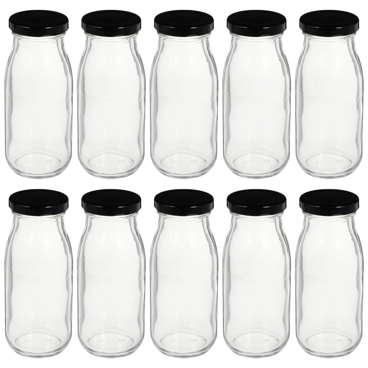 250ml Stabile Glasflasche mit Schwarzem Deckel Dichte Frischhalteflasche für Joghurt Saft und Pudding Einfach zu Tragen für Familien und Restaurants