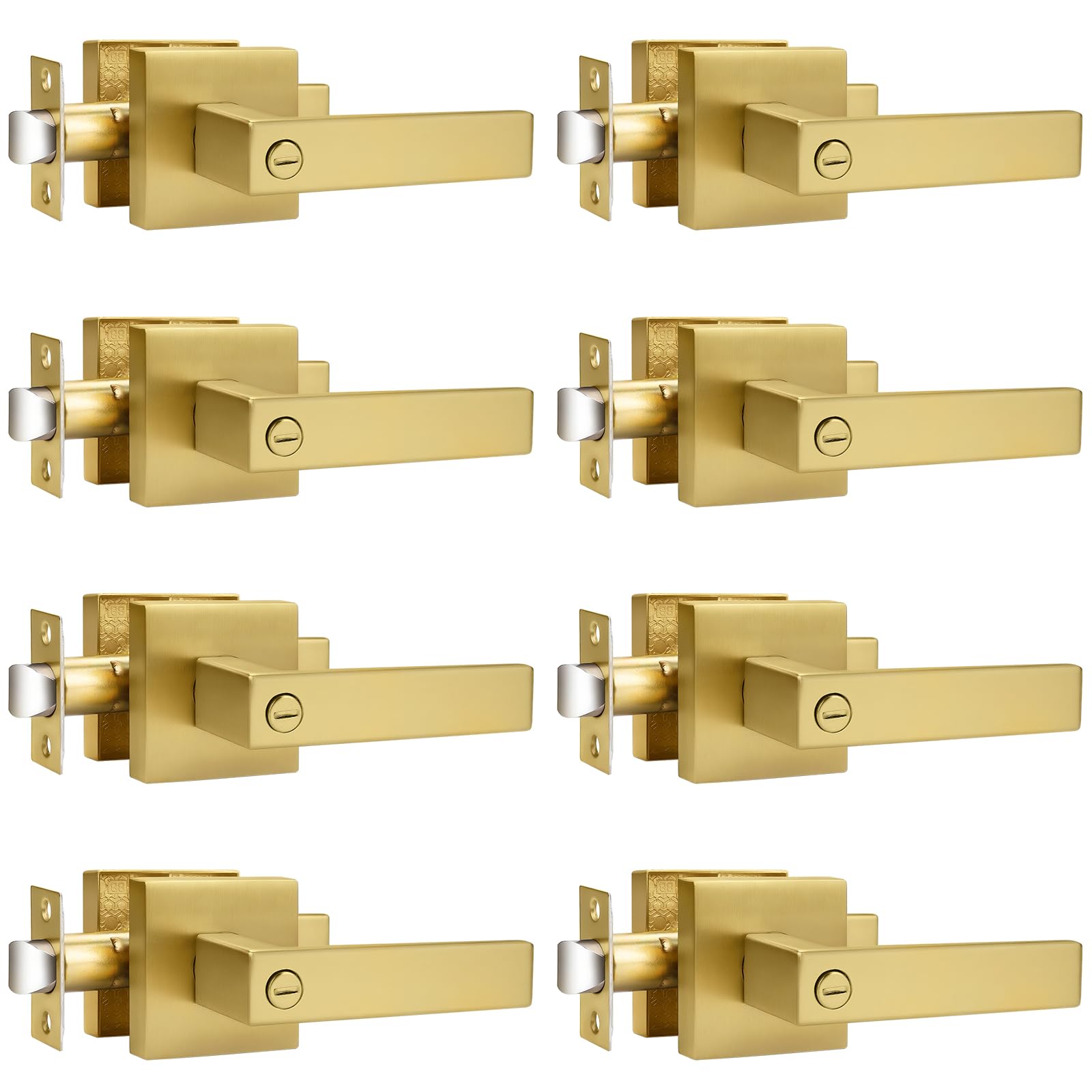 Probrico Brushed Nickel Door Handles with Lock - 3 Pack -14