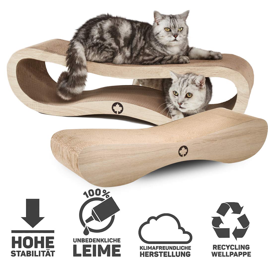 CanadianCat Company | MEGA SPARPACK XXL | Orbit und Satellite 2.0 im Set | Natur | mit Katzenminze | Qualitäts-Pappe | 2 Kratzmöbel/Kratzbretter