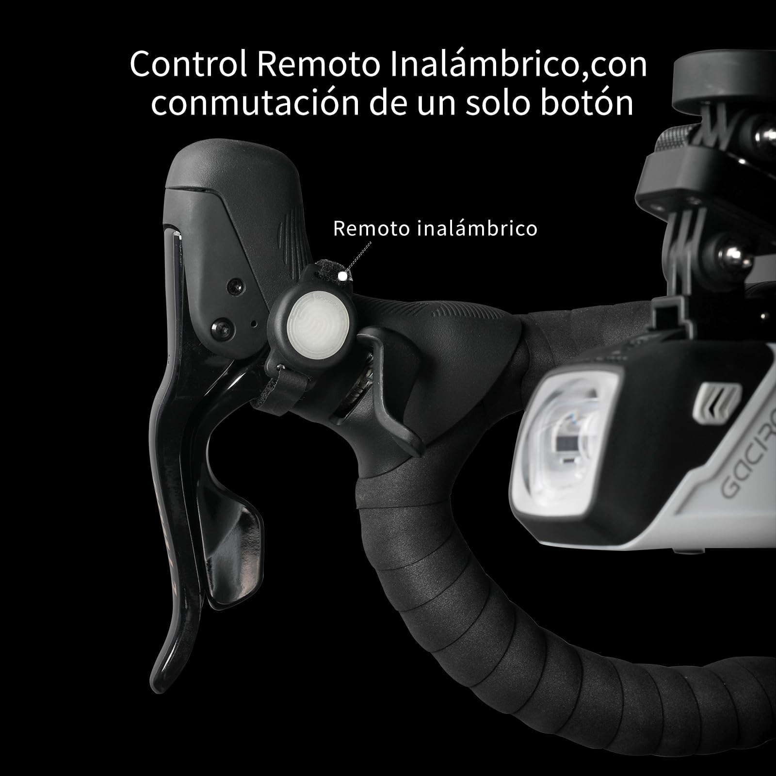 Gacirón Luz bicicleta delantera CETUS-1700,Diseño óptico con Haz Alto y Haz bajo,Luz bicicleta de aluminio aerodinámico y control remoto inalámbrico,Faro de bicicleta de 4200 mAh con 6 modos de brillo