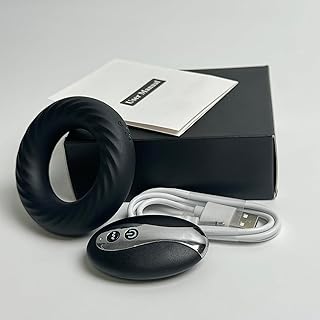 Anneau vibrant télécommandé en silicone souple en forme de O pour le plaisir pénis masculin pour couples Jouets sexuels adultes pour hommes femmes 10 vibrations double moteurs (Noir)