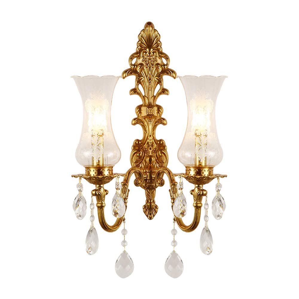 HPTHLY Wall Mounted Light Living Room Wall Lamp Villa Wall Sconce Bedside Luminaire Room Art Decor Fixtures Lighting E14 Edison Decoration Crystal Pendant G(2Lights)