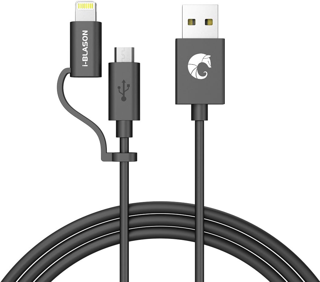 Lightning Cable, i-Blason® Lightning to USB Cable [2 in 1 Combo] 3ft / 0.9m for iPhone 6 / Air /5s / 5c / 5, iPad Air / mini / mini2, iPad 4th generation, iPod 5th generation, iPod nano 7th generation/Battery Case / Galaxy Note /Galaxy S/ LG G3, G4/ HTC One M8 Android Smart Phone and Tablet (2 in 1 Combo)