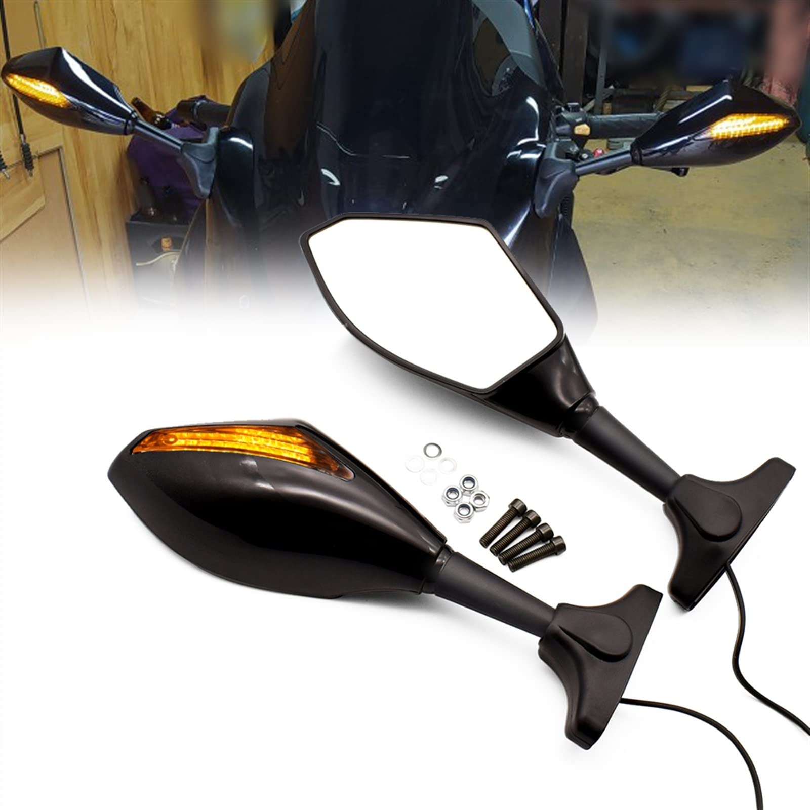 Rétroviseur LED moto clignotant indicateur de carénage pour ZX10R ER6F