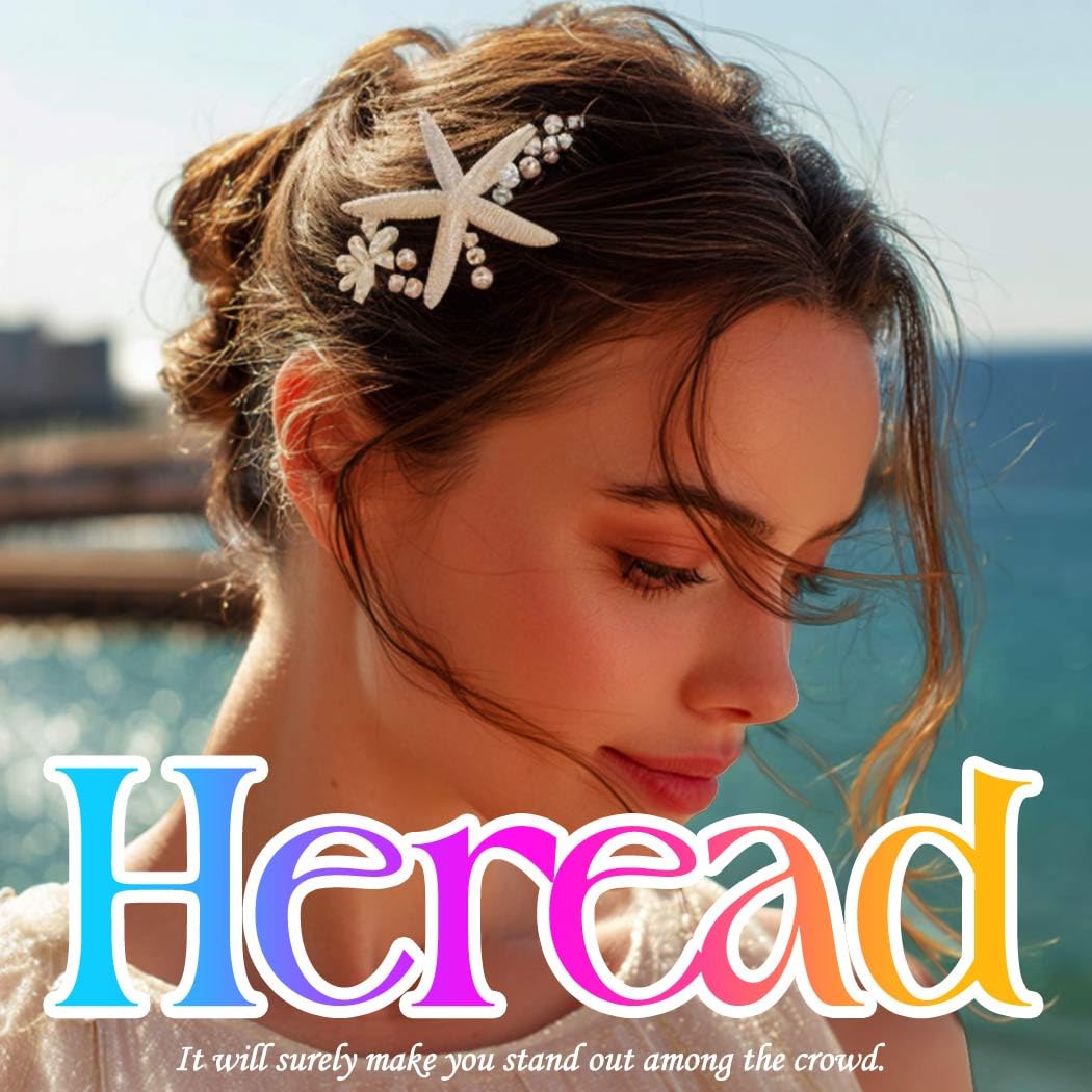 HEREAD Starfish Mermaid Hair Pins Silver Seashell Hair Accessories Beach Pearl Hair Pieces for Women and Girls (Pack of 3) (Silver) - Image 5