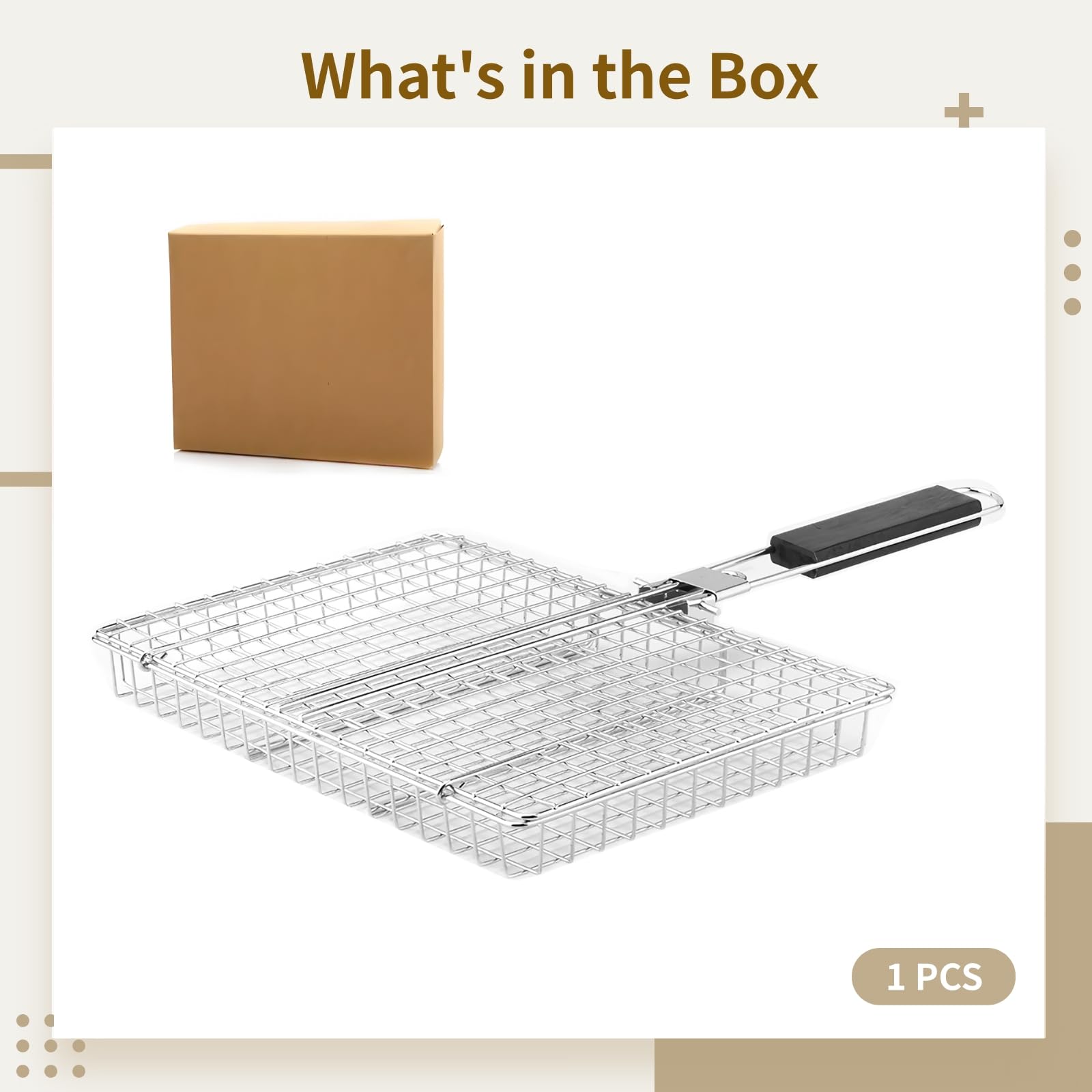 Pinzas para barbacoa y parrilla – Acero inoxidable ajustable con mango plegable – Ideal para cocinar pescado, carne, maíz y más en parrillas al aire libre