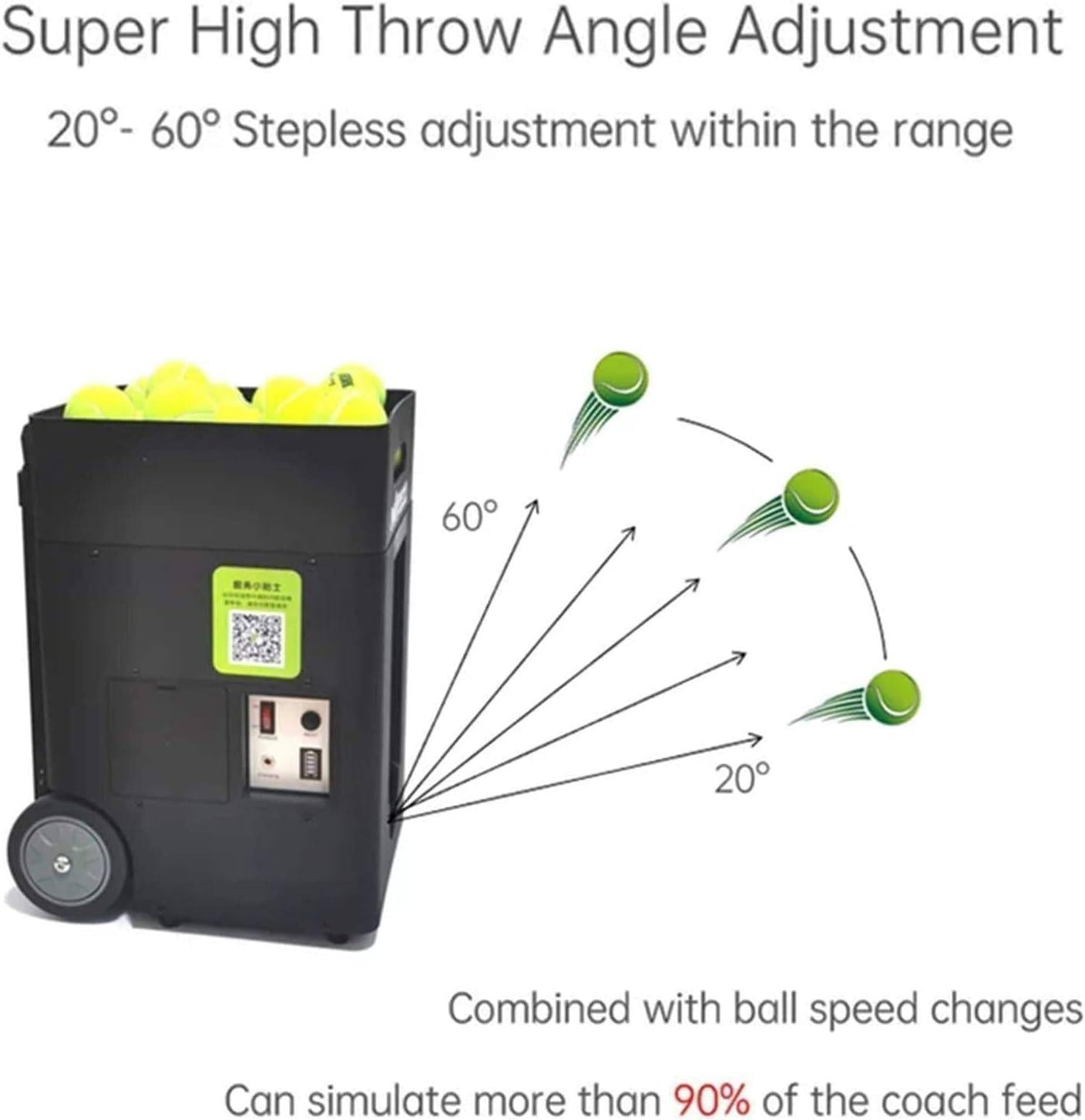 Máquina de lanzamiento de pelotas de tenis inteligente, lanzador de pelotas de tenis, saque automático con velocidad y ángulo ajustables, alta capacidad, ejercicios preprogramados y personalizados