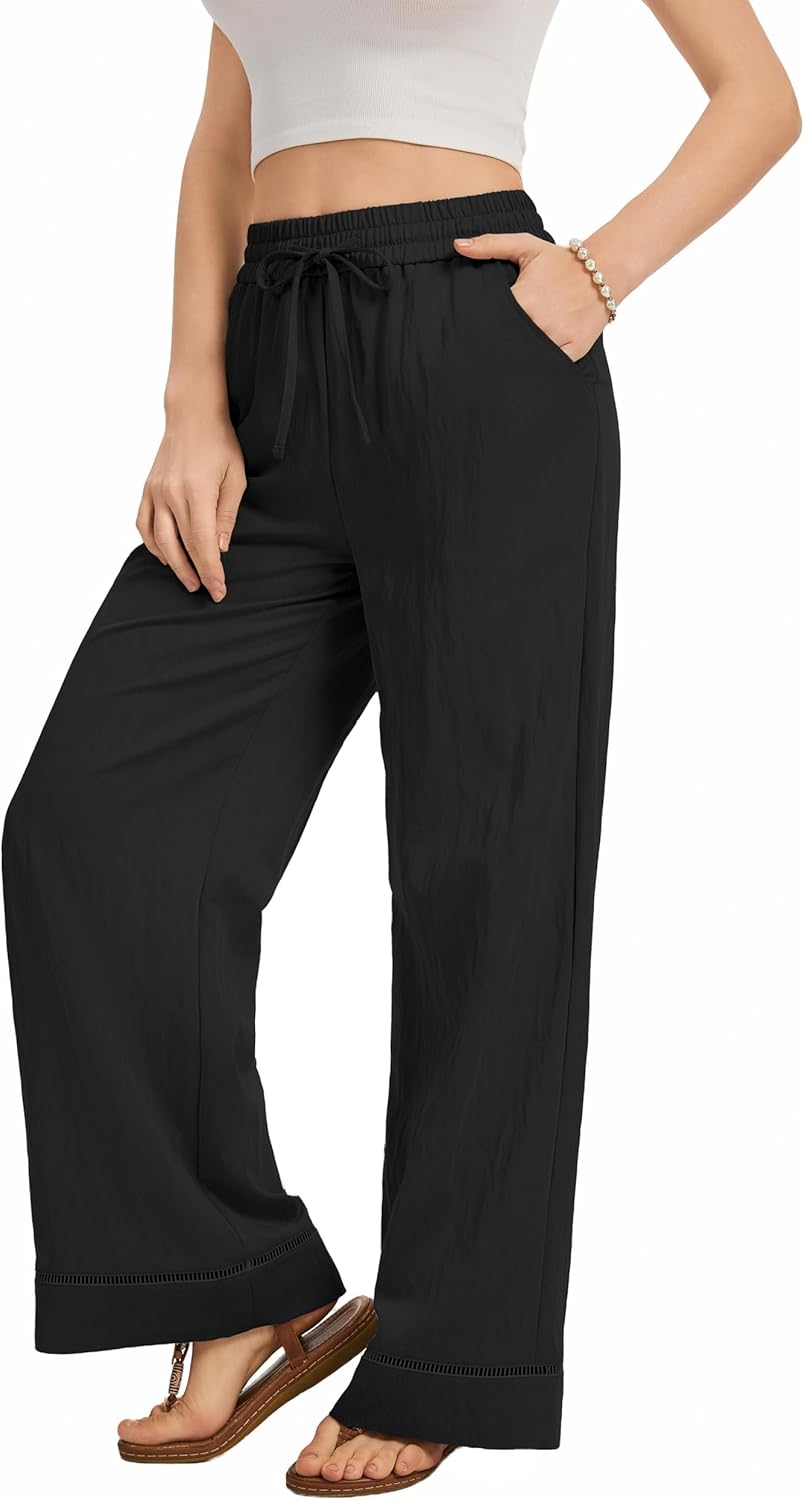 Casual Loose Pants Women's Summer Elastic Drawstring Waisted Cropped Trousers - Image 2