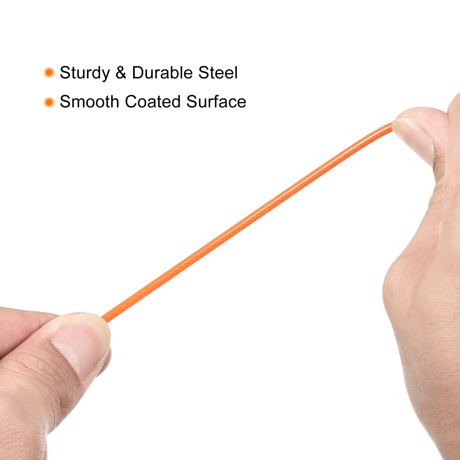 PATIKIL Security Steel Cable 2.5mm x 1m/3.28ft Coated Luggage Lock Wire Rope with Double Loop Orange, 2.5mmx1m - Image 3