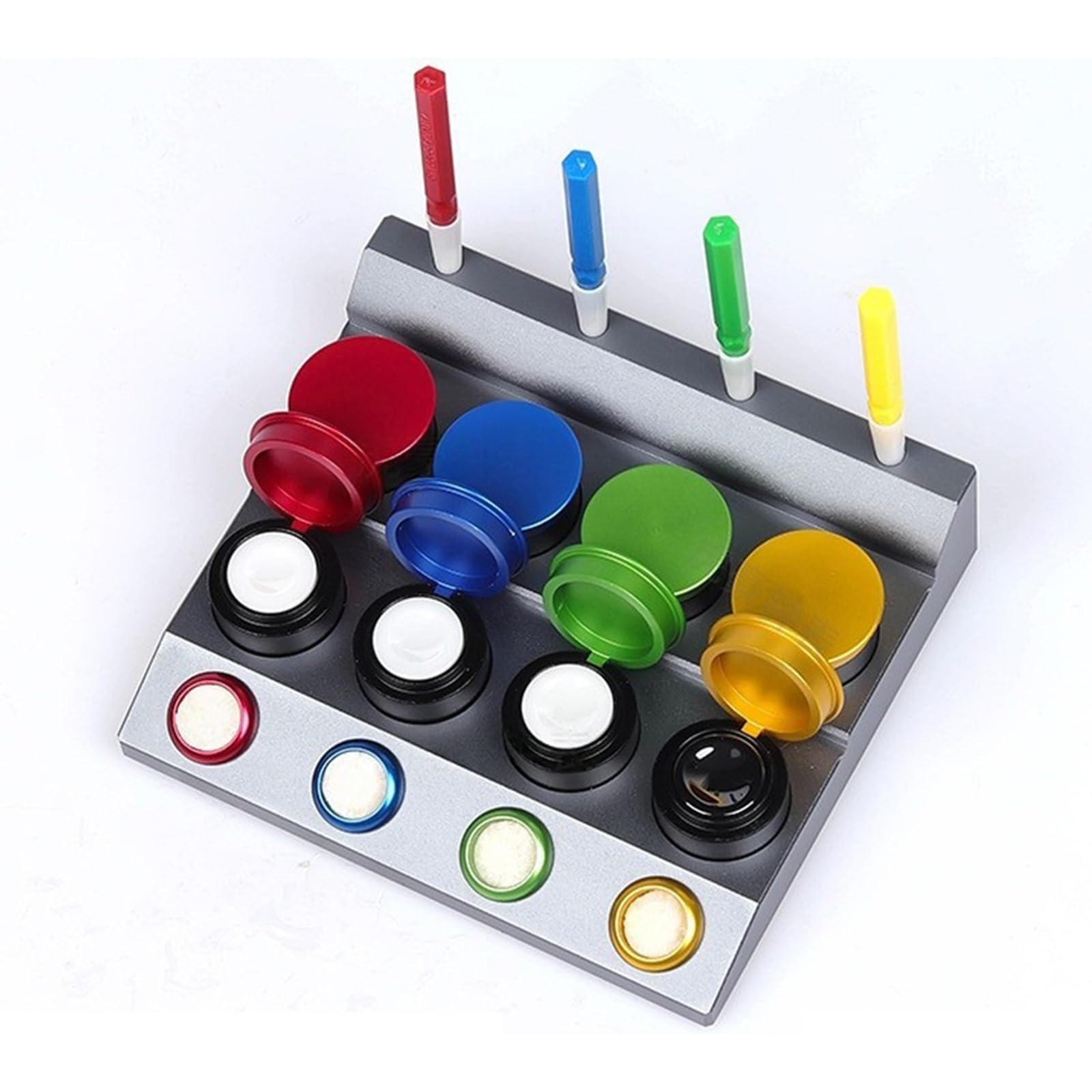 Juego de 4 platos de aceite para reloj con herramienta de lubricación precisa, accesorios de reparación de relojes para lubricación, mantenimiento, accesorios de reparación